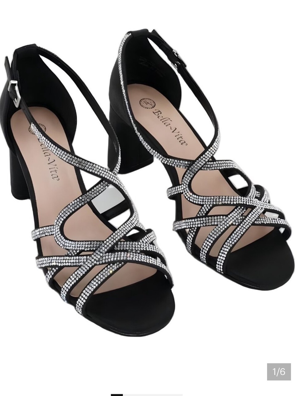 Bella Vita Aliette Black Metallic Rhinestone Dress Sandals
Size 9 1/2